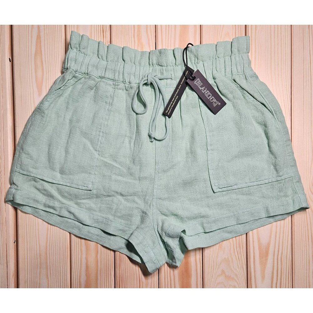 Blanknyc Women's Mint Green Ramie Shorts Drawstring Waist Size M NWT